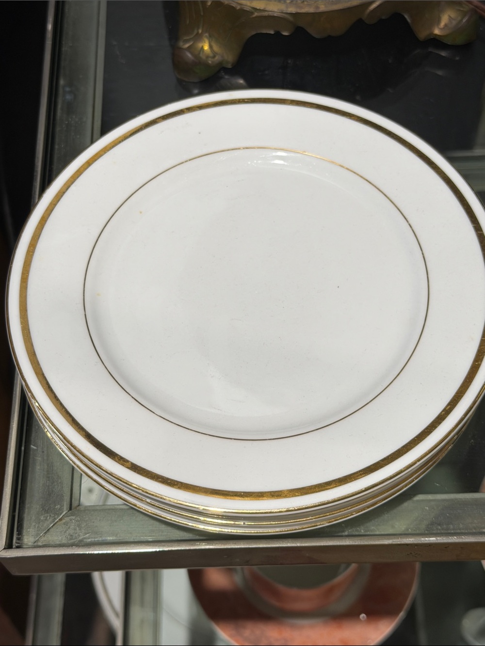 Classic White Dinner Plate with Gold Rim